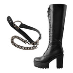 Load image into Gallery viewer, Black Platform Knee High Chunky Heel Boots
