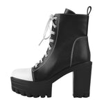 Load image into Gallery viewer, Matte Black Vegan Leather Platform Lace Up Boots
