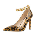 Load image into Gallery viewer, Patent Leather Ankle Chains Pointed Toe Pumps
