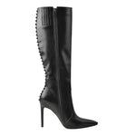 Load image into Gallery viewer, Rivet Pointed Toe Stiletto Knee High Boots
