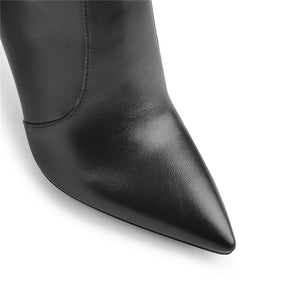 Rivet Pointed Toe Stiletto Knee High Boots