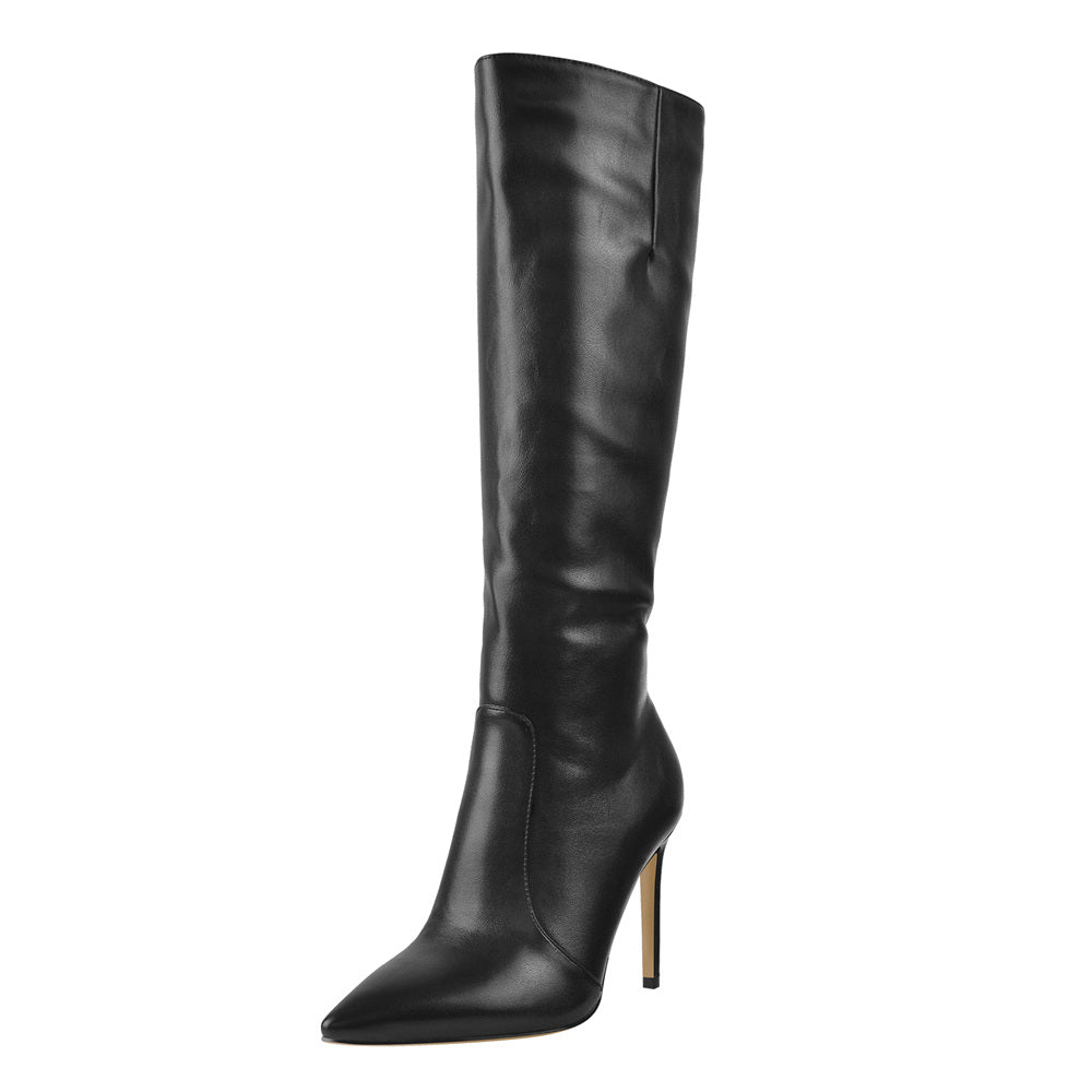 Pointed Toe Stiletto Zip Knee High Boots