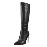 Load image into Gallery viewer, Pointed Toe Stiletto Zip Knee High Boots
