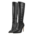 Load image into Gallery viewer, Pointed Toe Stiletto Zip Knee High Boots
