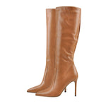 Load image into Gallery viewer, Pointed Toe Stiletto Zip Knee High Boots
