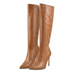 Load image into Gallery viewer, Pointed Toe Stiletto Zip Knee High Boots
