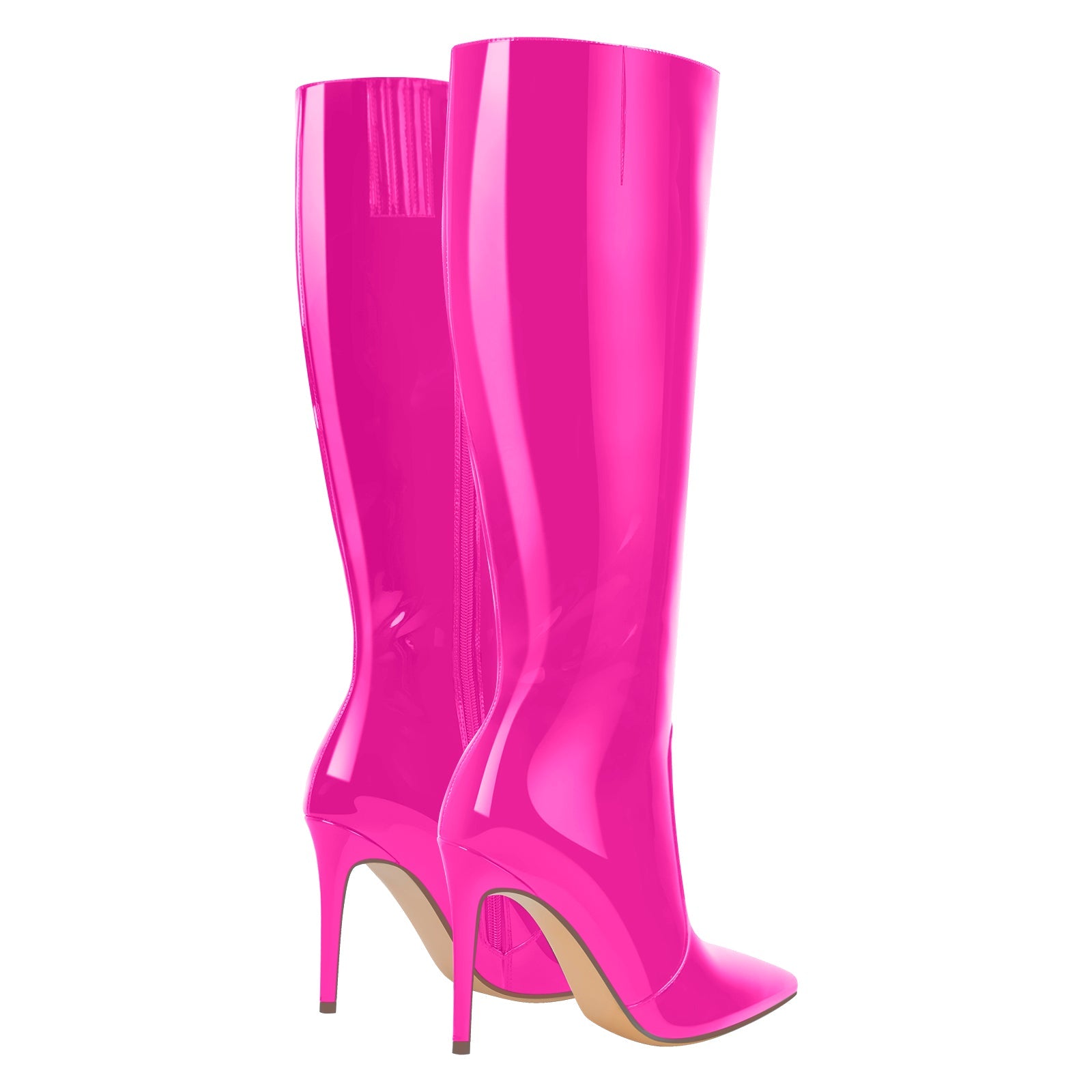 Pointed Toe Stiletto Knee High Rose Red Boots