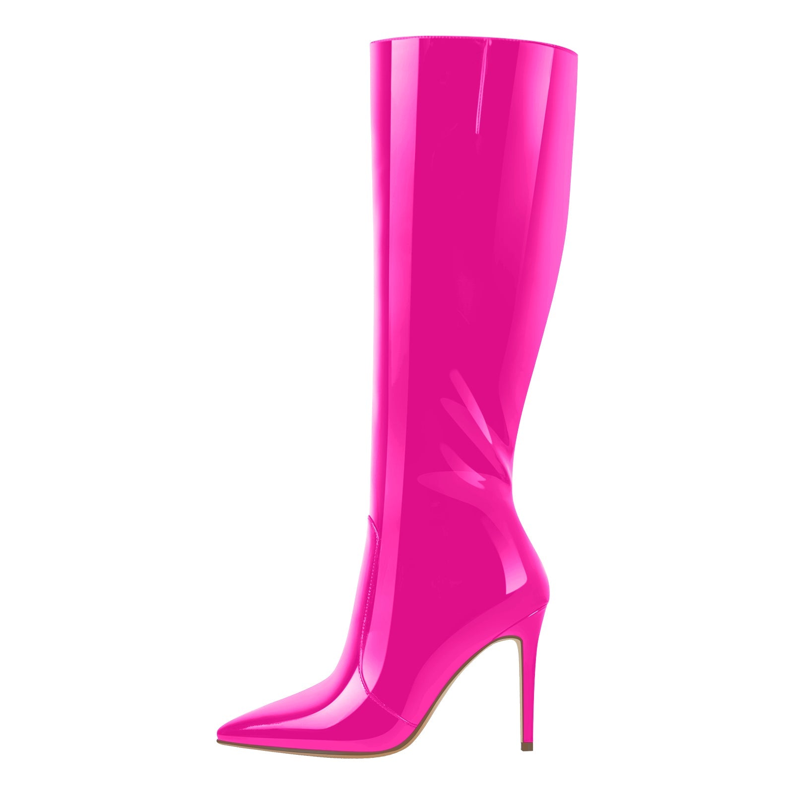 Pointed Toe Stiletto Knee High Rose Red Boots