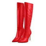 Load image into Gallery viewer, Pointed Toe Stiletto Zip Knee High Boots
