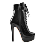 Load image into Gallery viewer, Platform High Heel Lace up Ankle Boots
