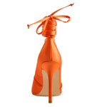 Load image into Gallery viewer, Orange Satin Strap High Heels Stiletto Pumps
