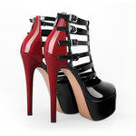 Load image into Gallery viewer, Round Toe Platform Buckle High Heel Stiletto Pumps
