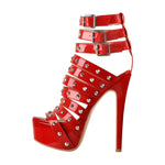 Load image into Gallery viewer, Platform Rivet Straps Stiletto Sandals
