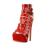 Load image into Gallery viewer, Platform Rivet Straps Stiletto Sandals
