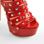 Load image into Gallery viewer, Platform Rivet Straps Stiletto Sandals
