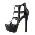 Load image into Gallery viewer, Platform Rhinestone Ankle Strap High Heel Sandals
