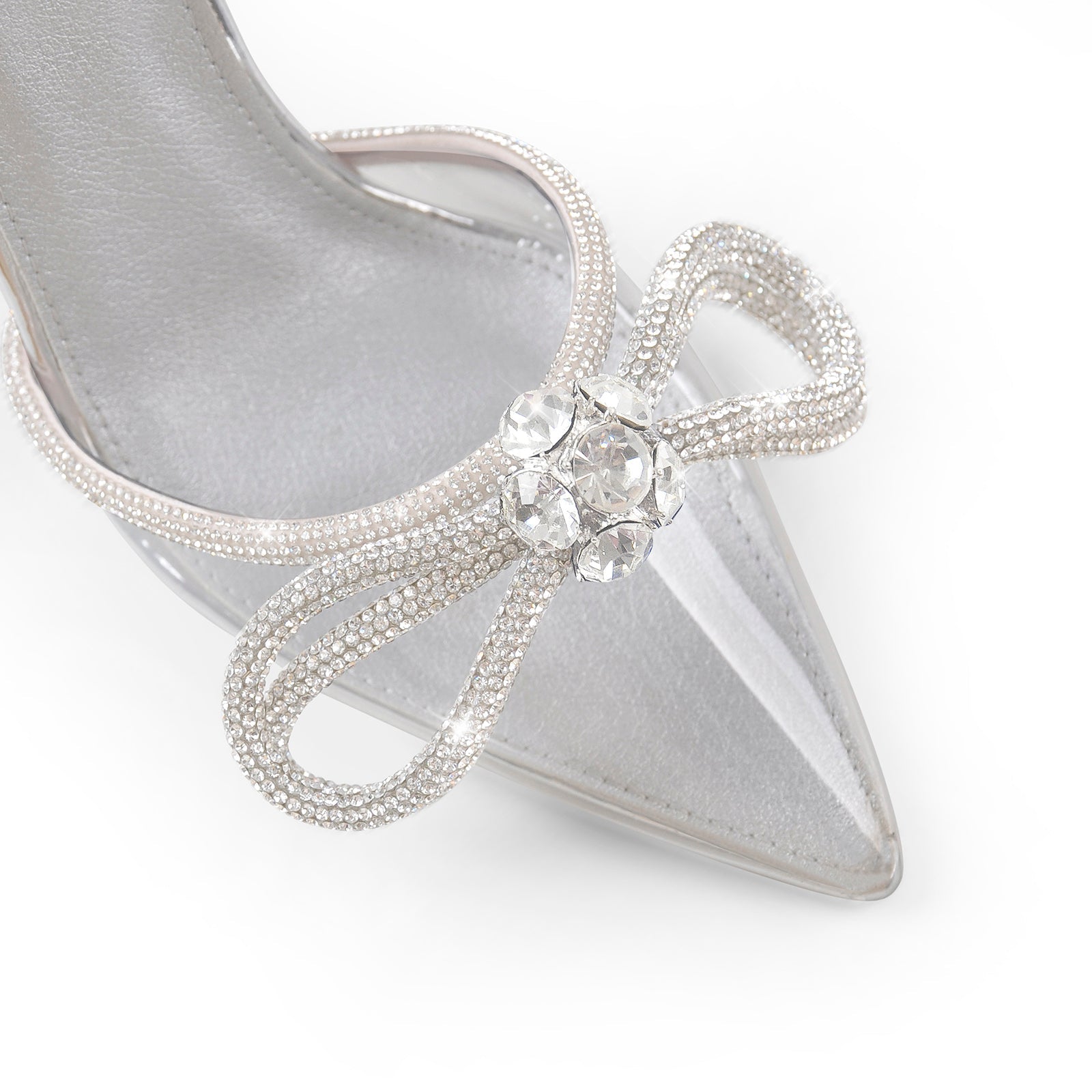 Rhinestone Bow Pointed Toe High Heel Pumps