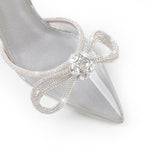 Load image into Gallery viewer, Rhinestone Bow Pointed Toe High Heel Pumps
