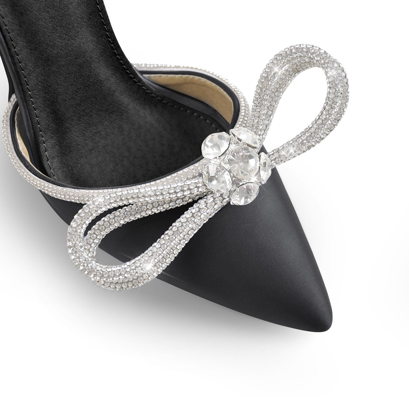 Rhinestone Bow Pointed Toe High Heel Pumps