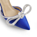 Load image into Gallery viewer, Rhinestone Bow Pointed Toe High Heel Pumps
