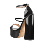 Load image into Gallery viewer, Open Toe Black Band Platform Chunky High Heels Sandals
