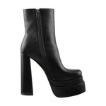 Load image into Gallery viewer, Square Toe Black Double Platform Block Heel Boots
