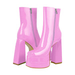 Load image into Gallery viewer, Square Toe Double Platform Block Heel Ankle Boots
