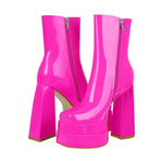 Load image into Gallery viewer, Square Toe Double Platform Block Heel Ankle Boots
