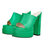 Load image into Gallery viewer, Platform Chunky High Heel Mules Sandals
