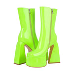 Load image into Gallery viewer, Fluorescent Green Platform Mid-Calf Chunky Boots
