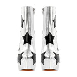 Load image into Gallery viewer, Platform Round Toe Chunky Heel Silver Star Boots
