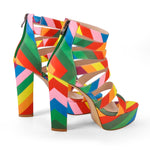 Load image into Gallery viewer, Platform Chunky Heel Rainbow Straps Sandals
