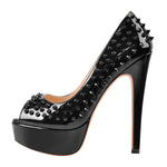 Load image into Gallery viewer, Peep Toe Platform Rivets High Heels Pumps
