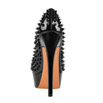 Load image into Gallery viewer, Peep Toe Platform Rivets High Heels Pumps
