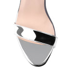 Load image into Gallery viewer, Silver Ankle Strap Platform Stiletto Single Band Sandals
