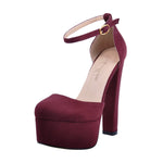 Load image into Gallery viewer, Platform Chunky High Heel Mary Jane Burgundy Pumps
