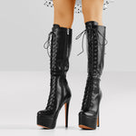 Load image into Gallery viewer, Platform Lace-Up Knee High Boot
