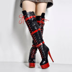 Load image into Gallery viewer, Platform Lace-Up High Heel Stiletto Over The Knee Boots
