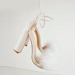 Load image into Gallery viewer, Fluffy Feather Chunky High Heel Sandals
