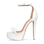 Load image into Gallery viewer, White Platform Ankle Strap High Heels Women Concise Sandals
