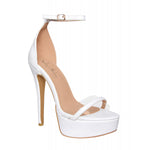 Load image into Gallery viewer, White Platform Ankle Strap High Heels Women Concise Sandals
