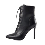 Load image into Gallery viewer, Pointy Toe Lace up Stiletto High Heel Ankle Boots
