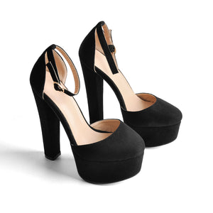 Platform Chunky High Heel Ankle Straps Pumps