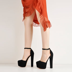 Platform Chunky High Heel Ankle Straps Pumps