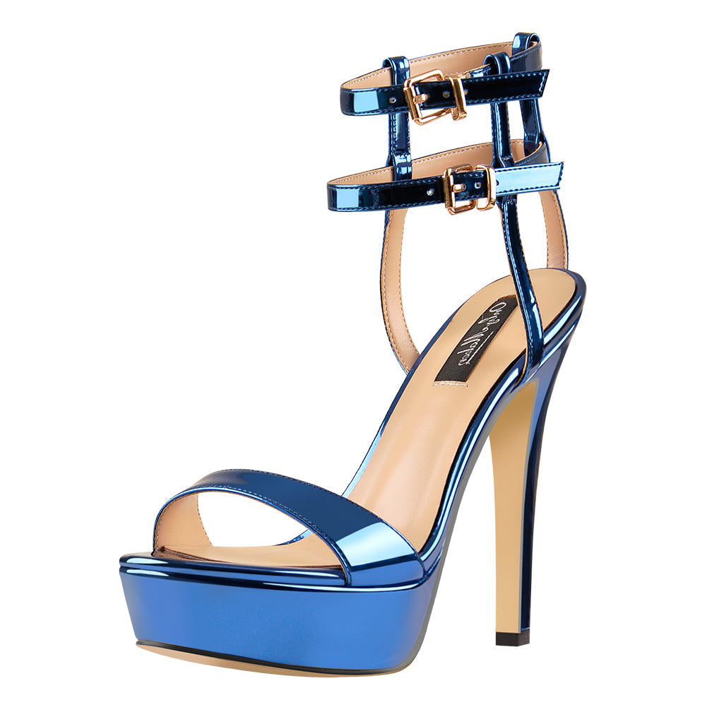 "Sissy Alessia" Ankle Double Buckle Strap High Heels Sandals Feminine Male Shoes