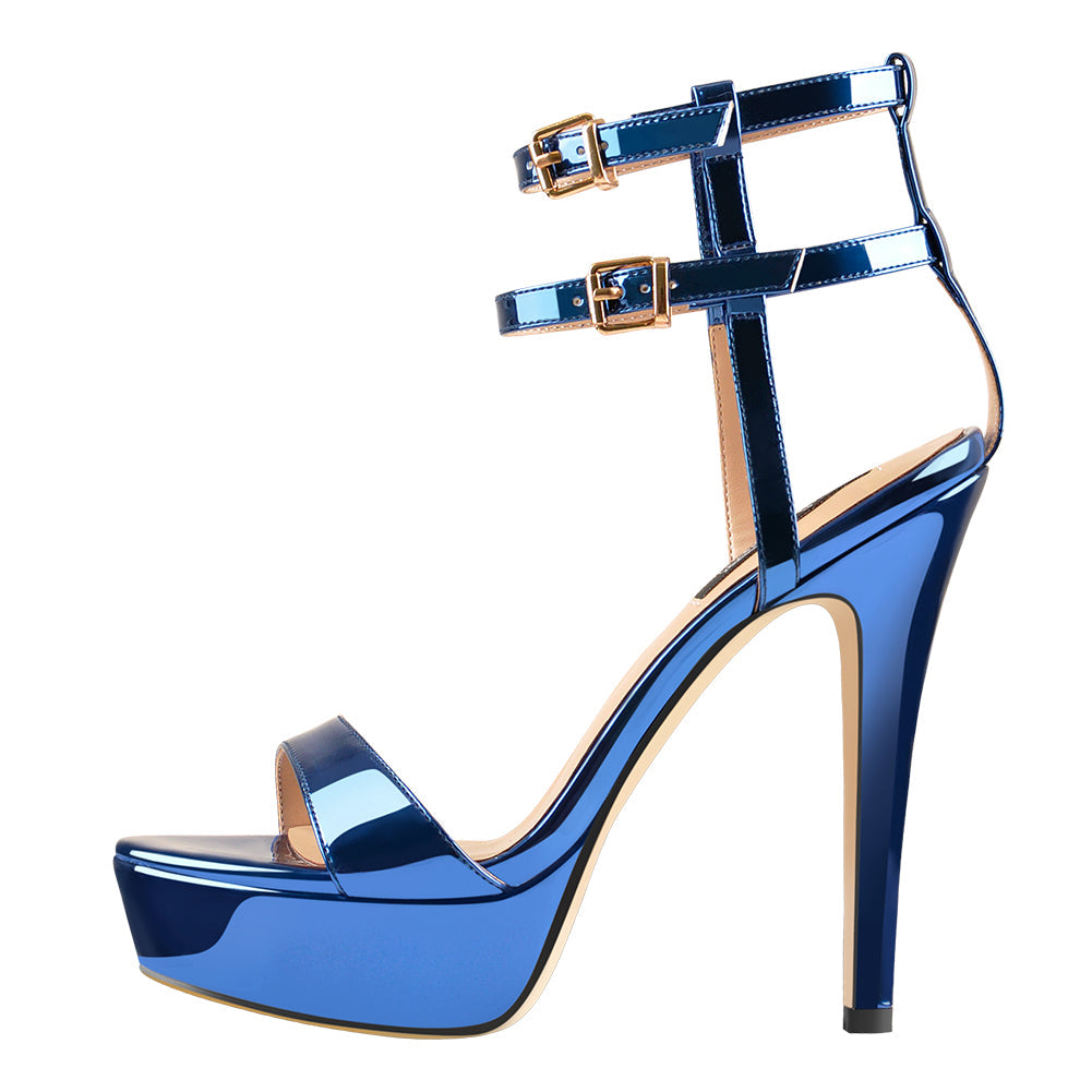 "Sissy Alessia" Ankle Double Buckle Strap High Heels Sandals Feminine Male Shoes