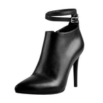 Load image into Gallery viewer, Pointed Black Matt High Heel Zipper Ankle Boots
