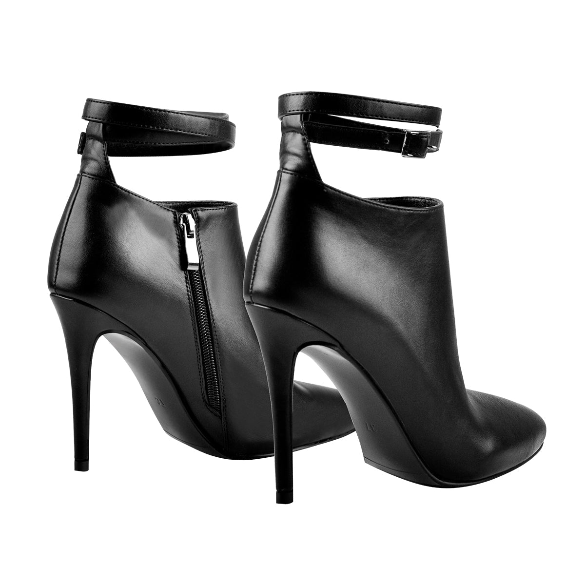 Pointed Black Matt High Heel Zipper Ankle Boots