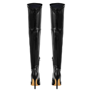 Pointed Toe Over The Knee Stiletto Stretch Boots