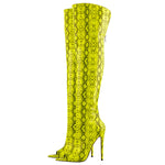 Load image into Gallery viewer, Open Toe Snake Fluorescent Color Stiletto High Heel Over The Knee Boots
